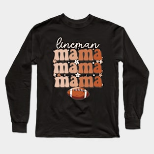 Proud Lineman mama retro Football offensive Lineman Long Sleeve T-Shirt